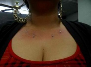 Dermal piercing over chest